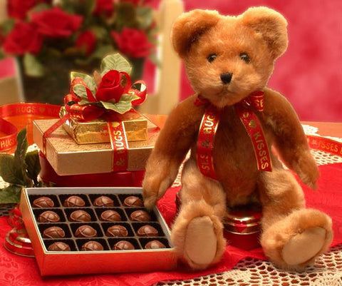 Valentine Hugs and Kisses Teddy Bear with Chocolates (SM)